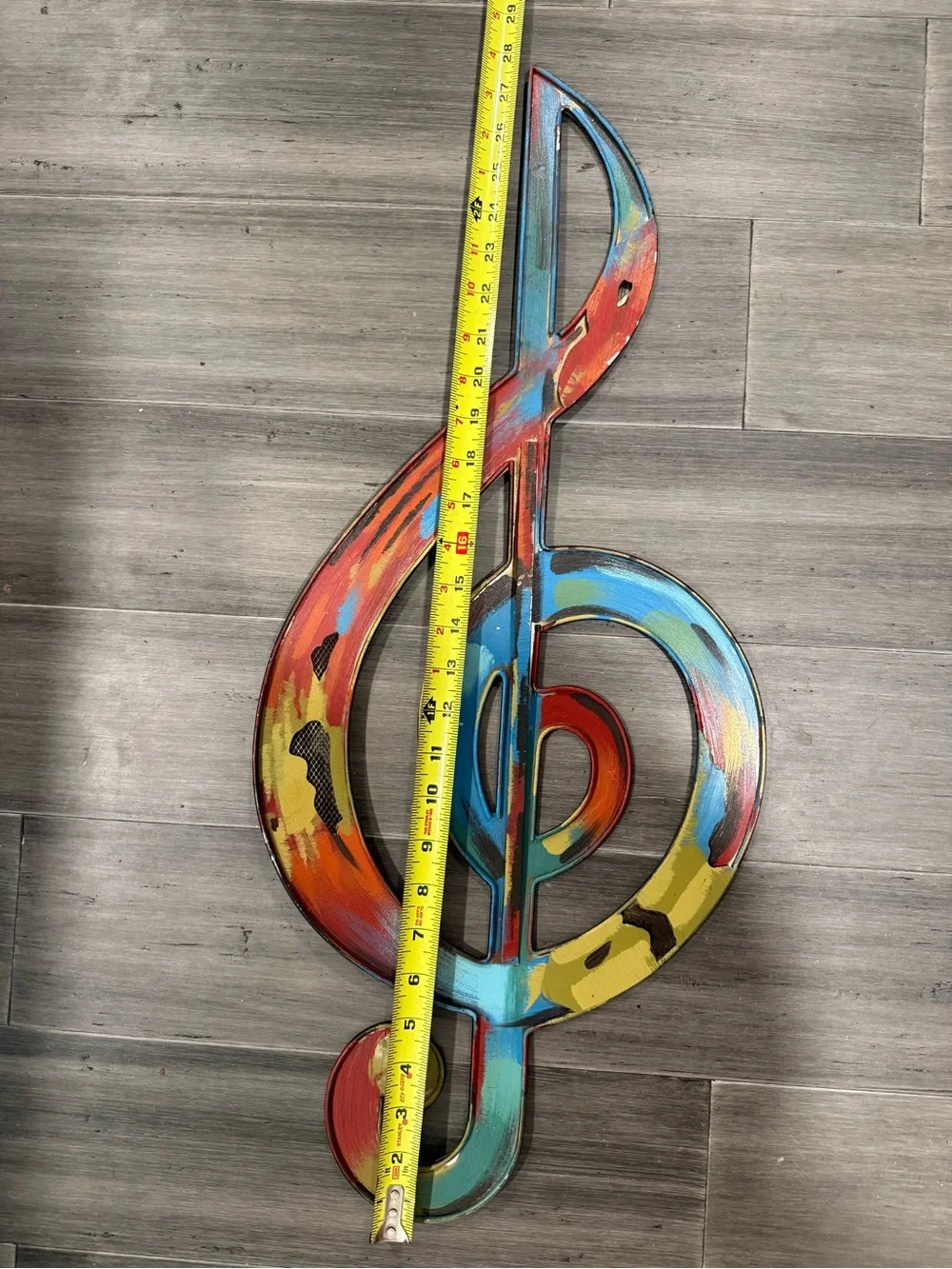 Colorful Painted Treble Clef Wall Art - Multicolor